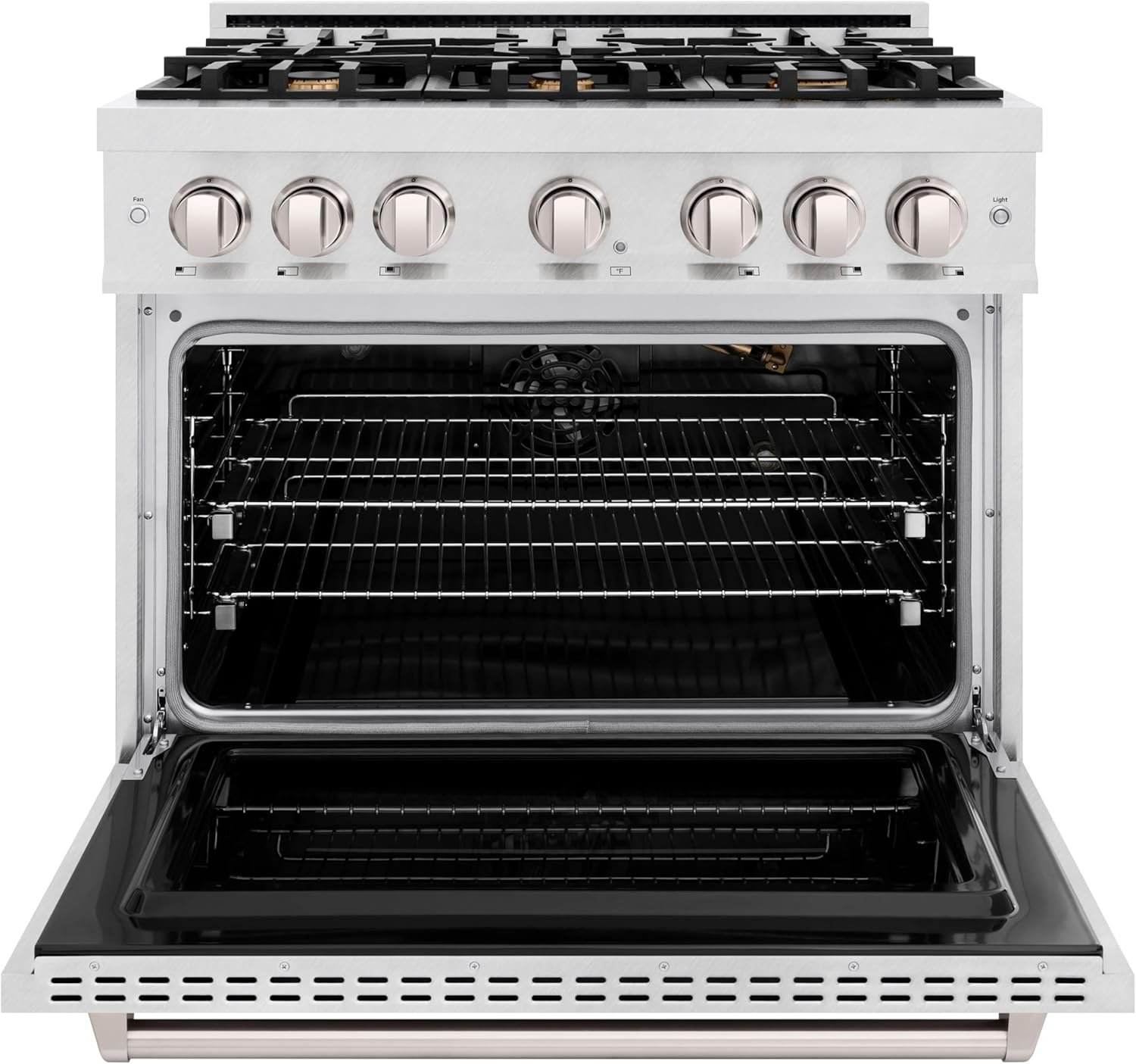 ZLINE 36 in. 5.2 cu. ft. Classic Gas Range with Convection Gas Oven in DuraSnow Stainless Steel with 6 Brass Burners (CGRS-BR-36) - Image 2
