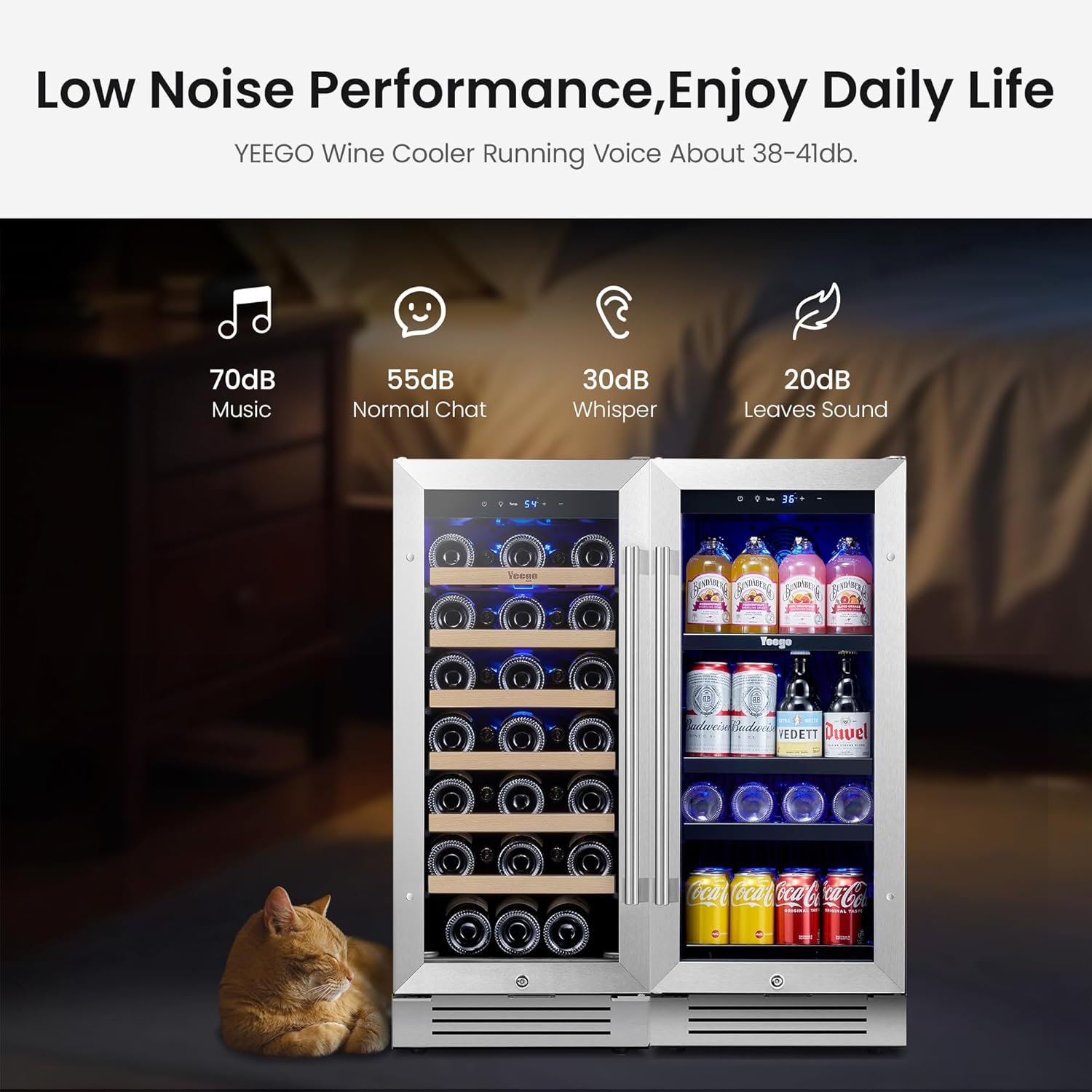 Yeego 30 inch Wine Fridge, Two 15" Wine Coolers Side-by-Side Refrigerators Freestanding Wine Cooler, Hold 33 Bottles and 80 cans - Image 7