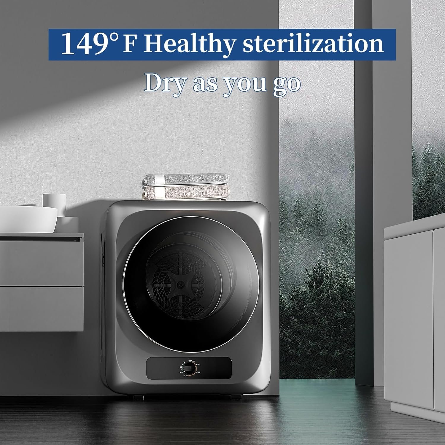 Portable Clothes Dryer for Apartment, 10lbs Compact Electric Laundry Dryer with Stainless Steel Tub, 1.5 cu.ft Suitable for Apartments, Dorm, RVS - Image 4