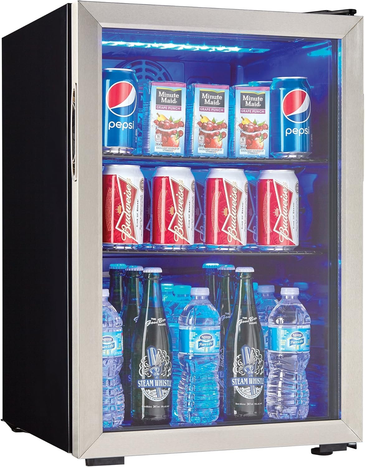 Danby DBC026A1BSSDB 95 Can Beverage Center, 2.6 Cu.Ft Refrigerator for Basement, Dining, Living Room, Drink Cooler Perfect for Beer, Pop, Water, Black/Stainless-Steel - Image 2