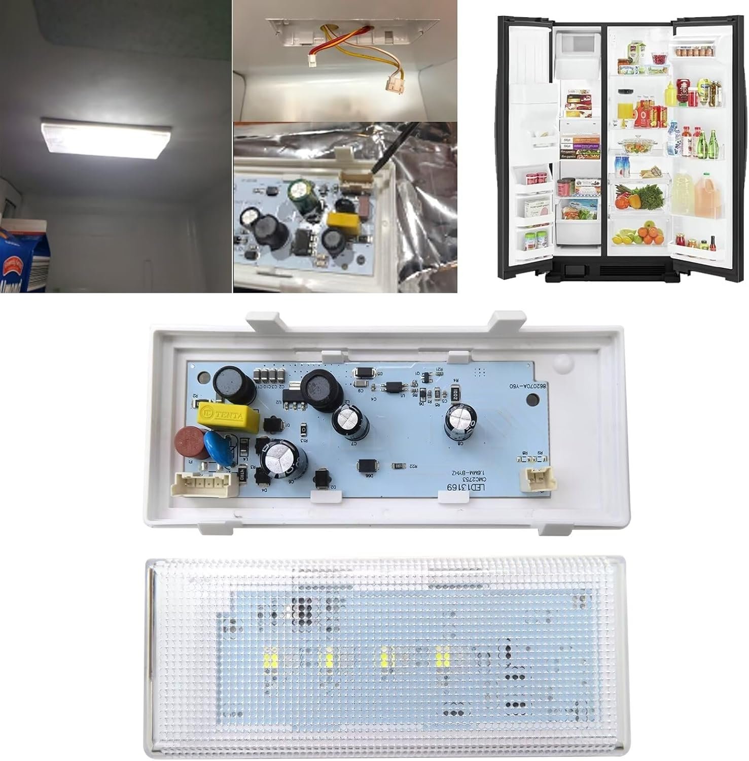 Refrigerator LED Lights WPW10515058 Replacement Fits for 106.51792412 SIDE by XSPANDER - Image 5