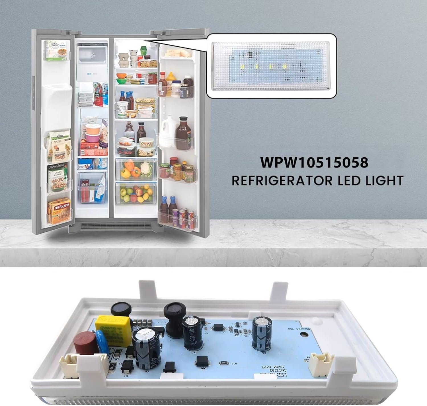 Refrigerator LED Lights WPW10515058 Replacement Fits for 106.51792412 SIDE by XSPANDER - Image 6