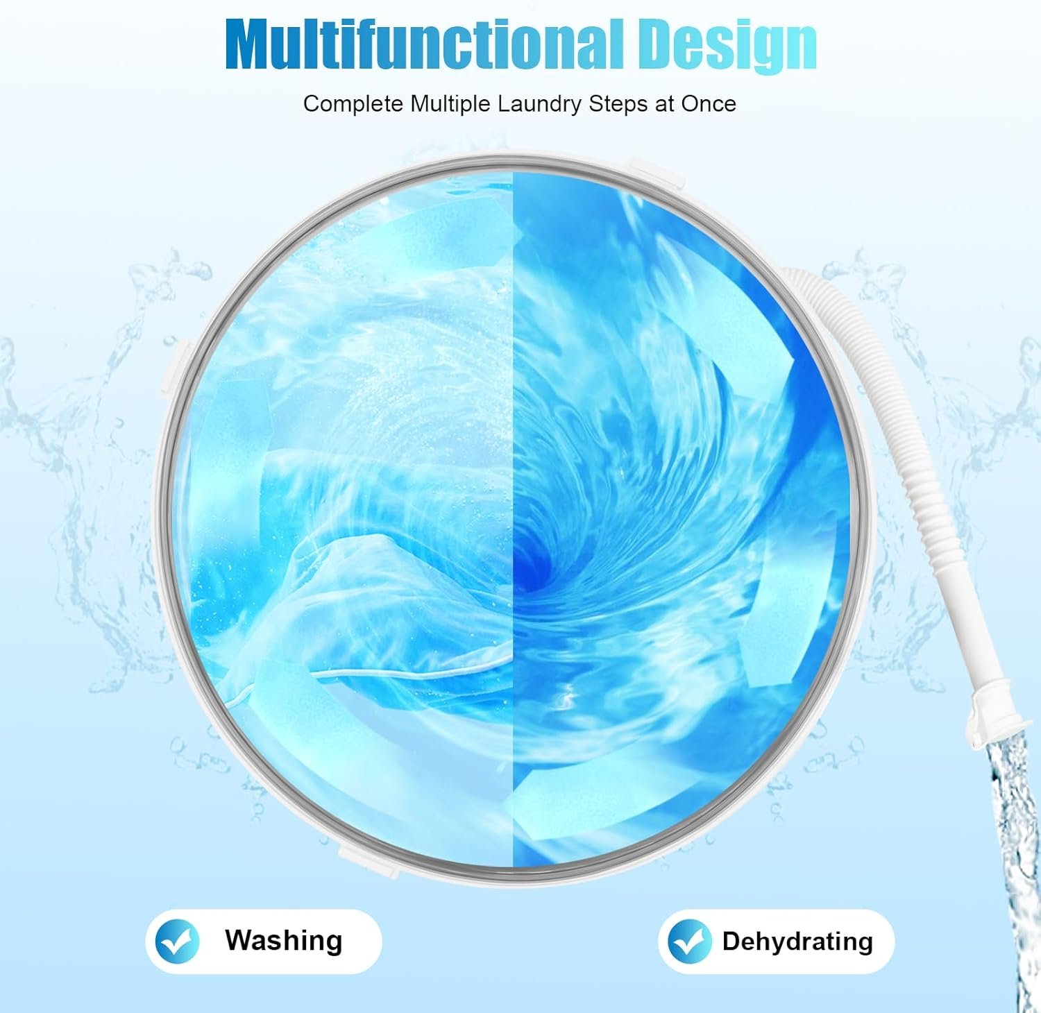 Portable Washing Machine, 2 in 1 Non-Electric Washing Machine, Mini Traveling Outdoor Compact Washer Spin Dryer,Grey - Image 6