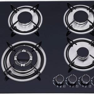 Gas Cooktop 4 Burners, Stainless Steel Burner Stove, Lpg With Adapter Top Stoves, Gas Stove Top For Kitchen, Apartment,Indoor,Rv