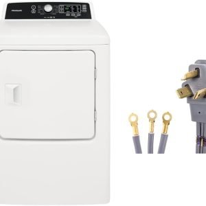 Frigidaire FFRE4120SW 6.7 cu. ft. Large Capacity Free Standing Electric Dryer and Smart Choice 6-Foot Long 30 Amp 3-Prong Dryer Cord