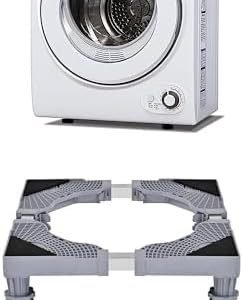 Compact Laundry Dryers 1.5 cu.ft Front Load Stainless Steel Electric Dryers Machine with Stainless Steel Tub ，Washer Dryer Base with Four Power Feet, Horizontal Adjustable Base