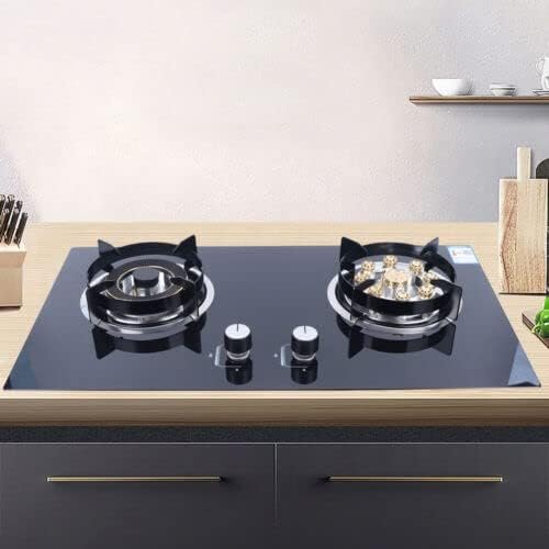 Gas Stove, 28.74" x 16.14" Tempered Glass Built-in Stove Cooker, NG Gas Cooktop for Commerial or Home, Kitchen Cooktop Hob Cooker