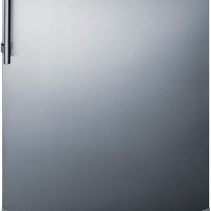 Summit FF6BK2SSRS 24” Wide Adjustable Under Counter Refrigerator 5.5 cu.ft. Made in Europe with Automatic Defrost Operation, Reversible Stainless-Steel Door, Deluxe black interior (Right Hand Door)
