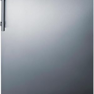 Summit CT66BK2SSADA 24” Wide ADA Under Counter Refrigerator-Freezer 4.9 cu.ft. Made in Europe with Automatic Defrost Operation, Reversible Stainless-Steel Door, Black interior (ADA Right Hand Door)