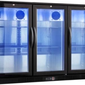 New Procool Refrigeration 3-door Glass Front Back Bar Beverage Cooler with Blue LED; 54" Wide