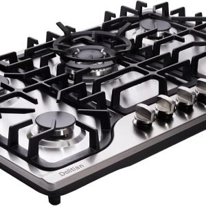 30 Inch Gas Cooktop DT57043 Built-in Stainless Steel 5 Burners Gas Stovetop LPG/NG Convertible Dual Fuel Gas Hob