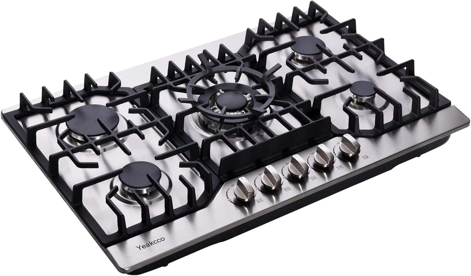 Gas Cooktop 30 Inch, Stainless Steel 5 Burners Built-in Gas Stovetop Propane/Natural Gas Convertible Stove Top Dual Fuel Gas Hob - Image 2