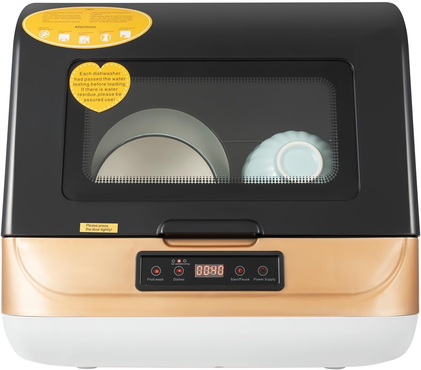 Multi-functional countertop no-installation dishwasher, Various cleaning modes, for small houses, apartments, dormitories, boats, campers, RVs and more (Gold)