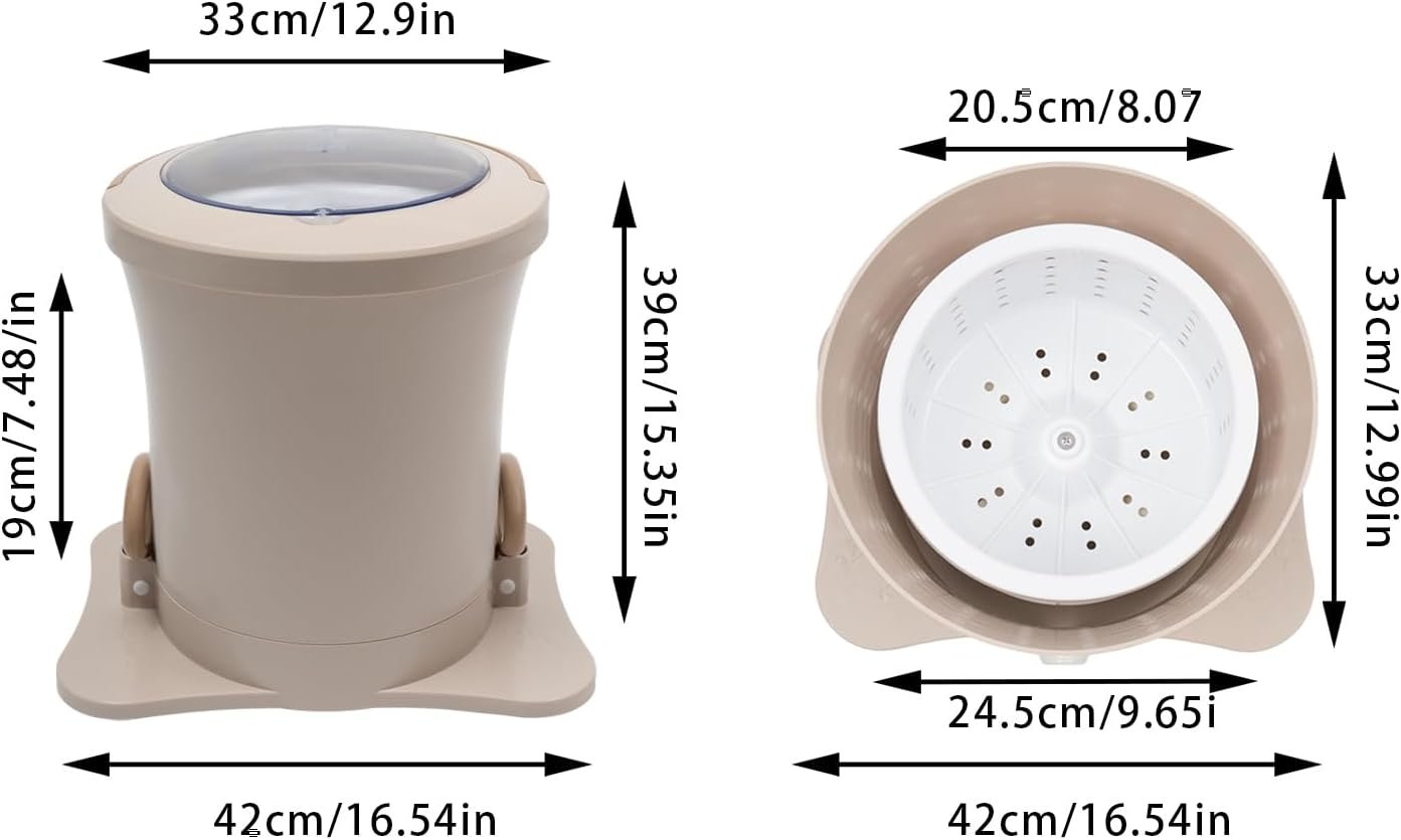 Mini Manual Washing Machine, 2 In 1 Manual Non Electric Washing Machine and Clothes Spin Dryer, 2.4Gal Mini Washing Machine Can be Used In Flats, Motels And Dormitories (Apricot Color) - Image 4
