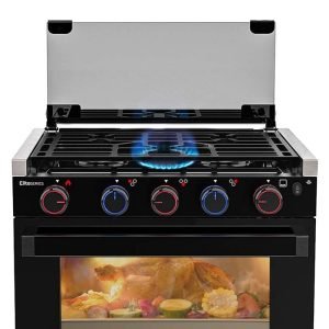 CAMPLUX 21 Inches Propane RV Range and 22 Inches RV Range Hood Combo