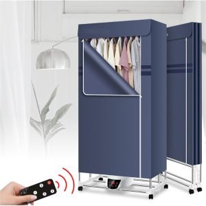 Clothes dryers, Electric Heated Clothes Airer Dryer, Large Space Remote Control Multiple Gears, Quickly Drying, Timer, Easy to Use (Color : Blue)