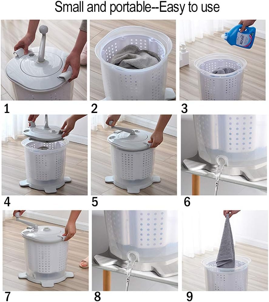 Portable Eco Mini Washing Machine | Hand Cranked Manual Clothes Non-Electric Washing Machine and Spin Dryer,Easy to Use, Suitable for RVs, Camping - Image 6