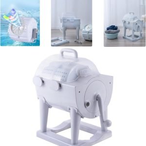 Mini Manual Washing Machine Non-Electric Dryer, Portable Manual Washing Machine Non Electric, Compact Hand Powered Laundry Spinner with Spin Dry and Drainage Pipe for Rv Travel