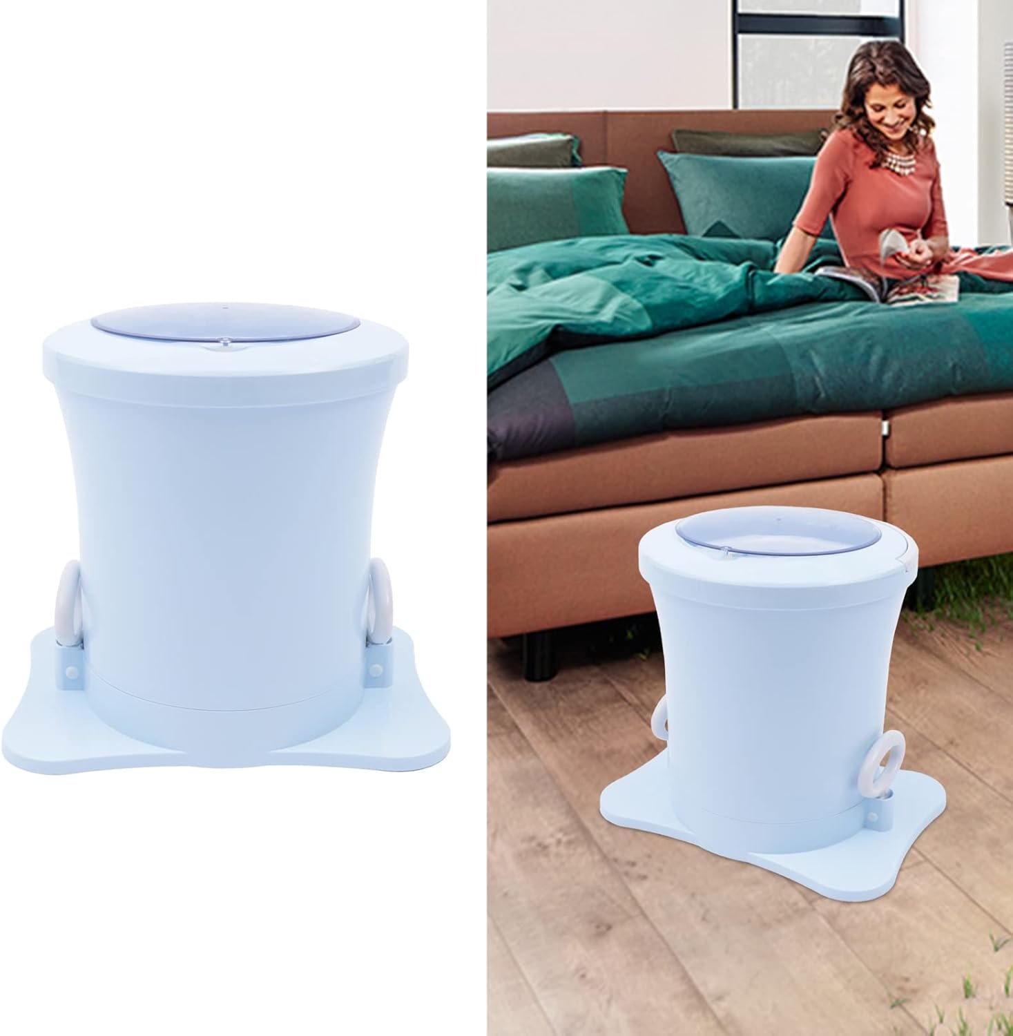 Portable Washing Machine,Large Capacity Dehydrator Spin Dryer Manually Pulling Rope Laundry Drying Machine Foot Type Non-Electric Dehydrator RV Laundry Machine for Home And Dormitory,Blue - Image 2