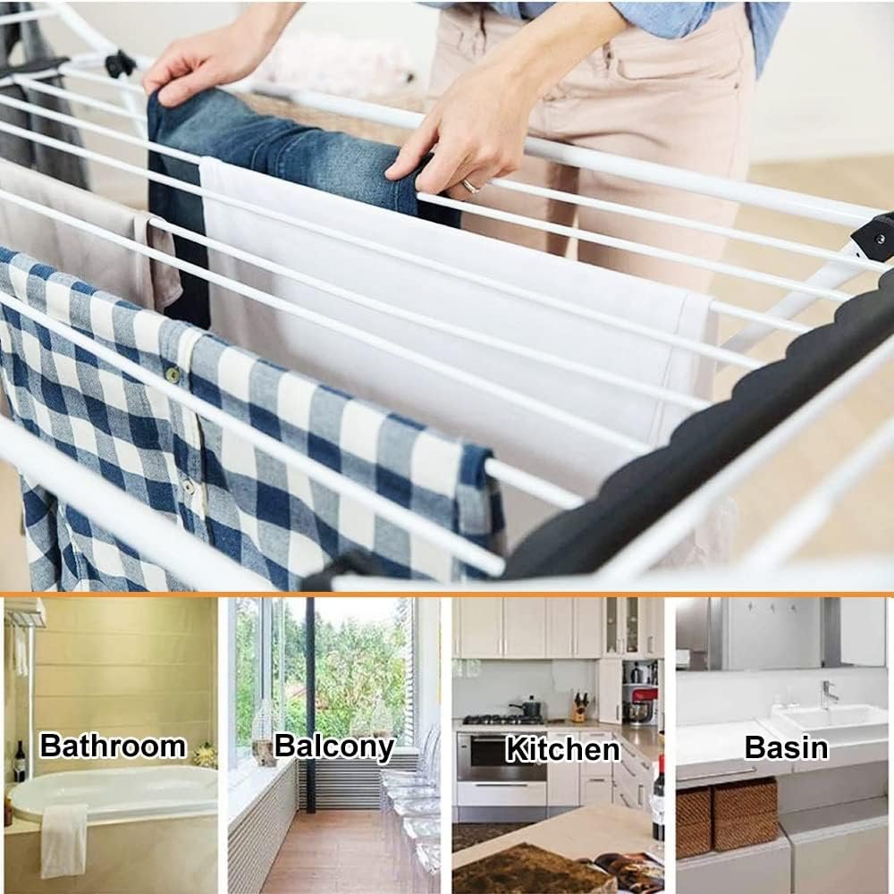 Electric Heated Clothes Airer Dryer Horse Rack, Folding Laundry Drying Rack Airer Stable Dryer, Electric Heated Drier Clothes Airer Hanger Fashionable - Image 4