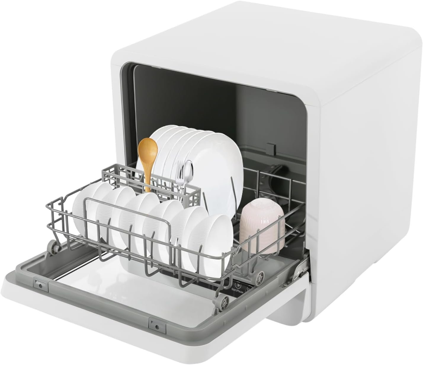 Portable Countertop Dishwasher with Water Tank 590W Mini Dishwasher with Five Wash Modes 360° Rinsing 167℉ High-Temp& Air-Dry Function White Tabletop Dishwasher for RVs