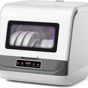 Wsky Countertop Dishwasher, 4 Washing Programs Portable Dishwasher,360° Dual Spray With Disinfection and Residual Temperature Drying Function 9-Liter External Water Tank for Home, Apartments& RVs