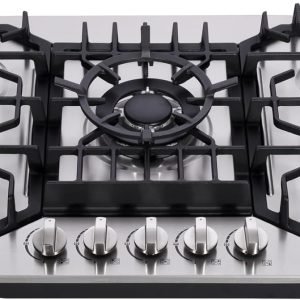 Gas Cooktop 30 Inch, Stainless Steel 5 Burners Built-in Gas Stovetop Propane/Natural Gas Convertible Stove Top Dual Fuel Gas Hob