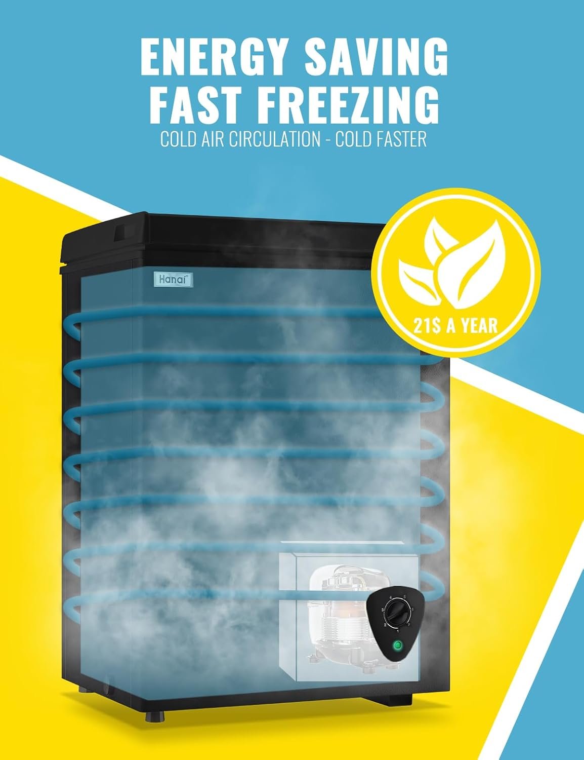 Chest Freezer 3.5 CU.FT WANAI Deep Freezers Compact Mini Size Machine 7 Temperature Control Low noise with Removable Basket for Dorm Apartment Home Kitchen - Image 5