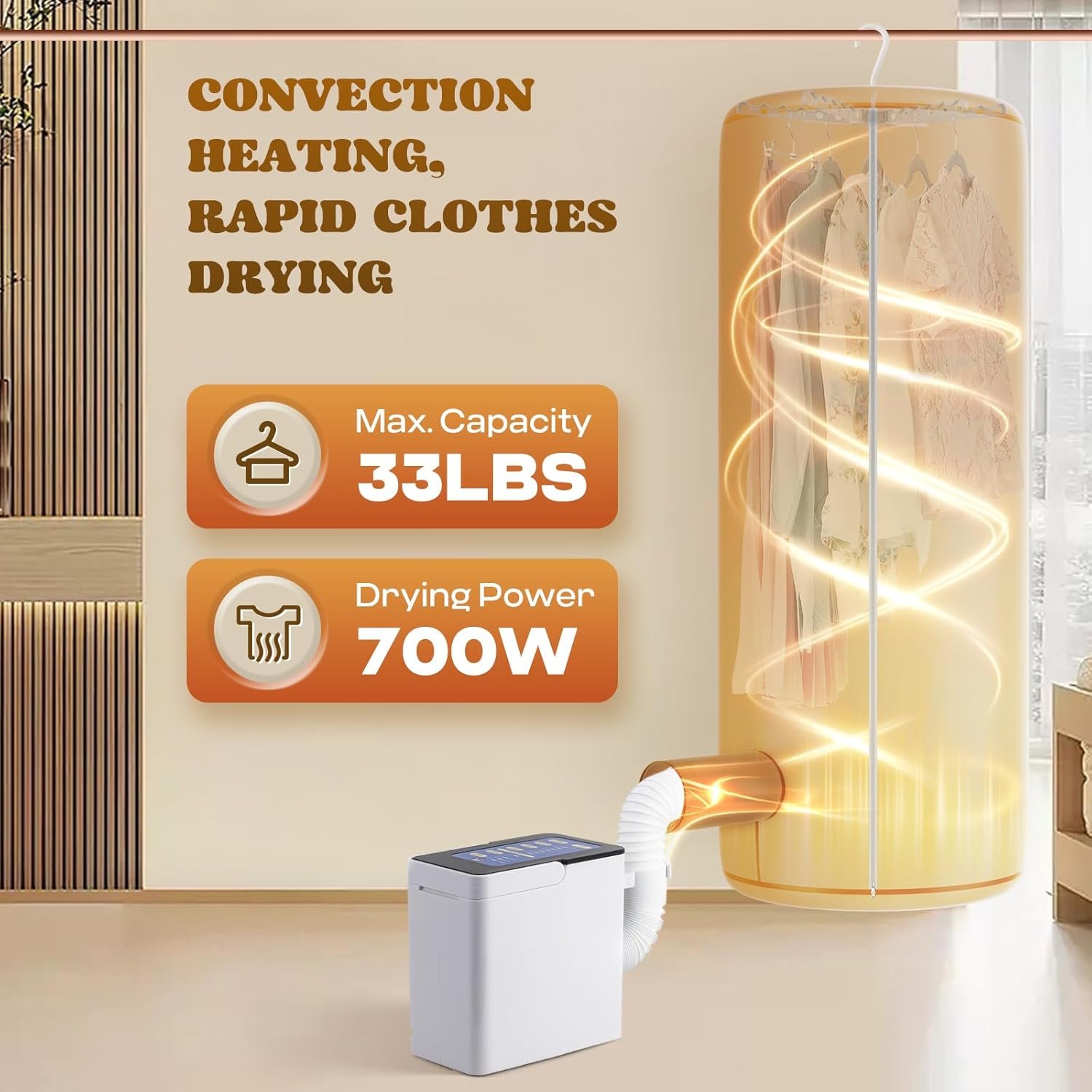 Moongiantgo Portable Clothes Dryer, 4-in-1 Electric Drying Machine with Timer for Clothes Shoes Pets Drying Blanket Warming, Compact for Apartments Home Dorms Travel RVs (White) - Image 2