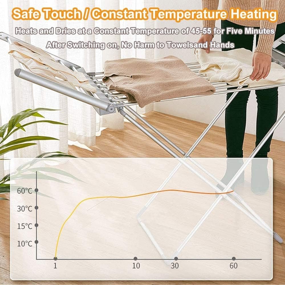 Electric Heated Clothes Airer Dryer Horse Rack, Folding Laundry Drying Rack Airer Stable Dryer, Electric Heated Drier Clothes Airer Hanger Fashionable - Image 6
