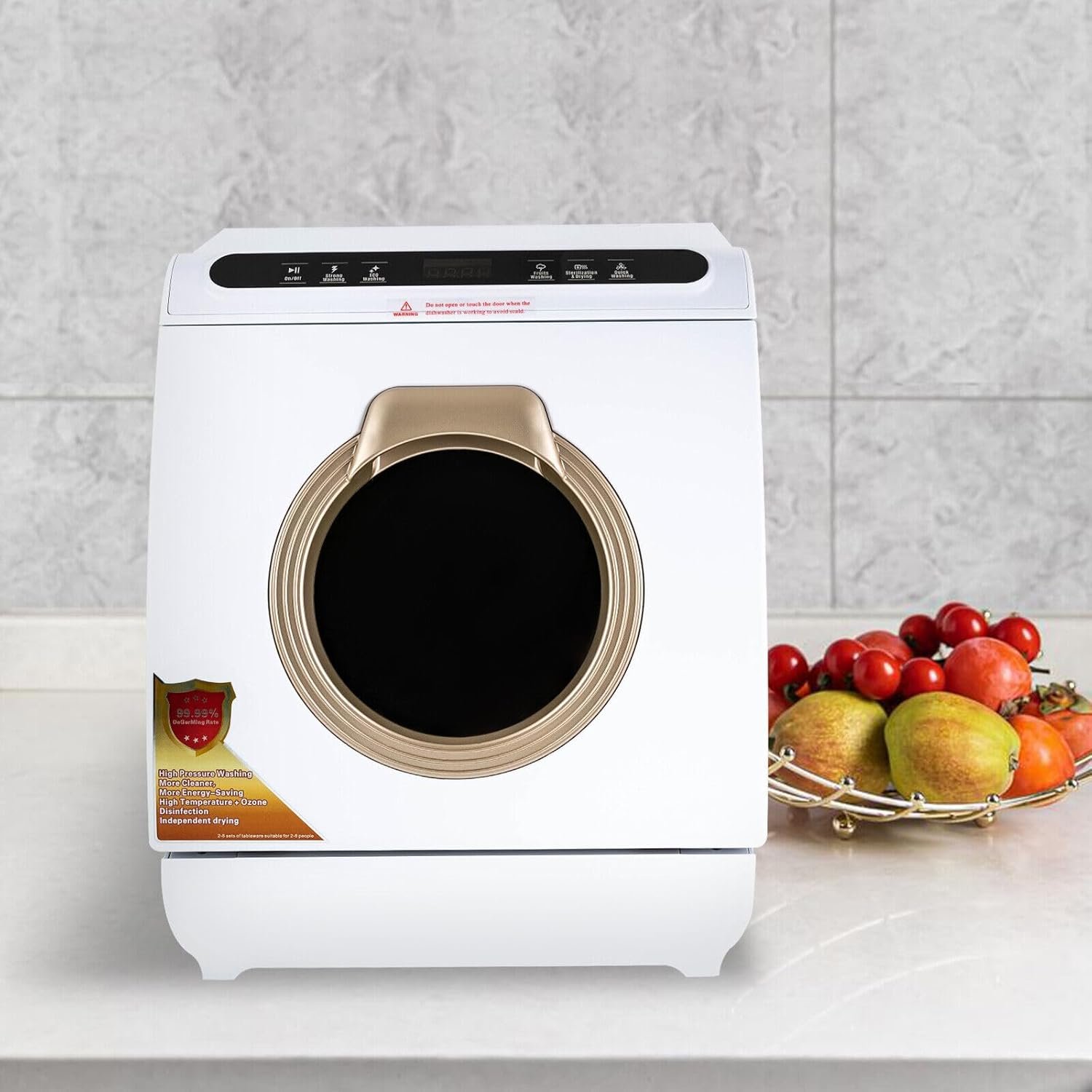 Xuthusman 900W 8 Sets Countertop Dishwasher with 7L Built-in Water Tank Dual Spray Dish Washing Machine 5 Washing Programs Deep Cleaning Air Drying