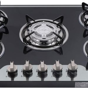 Gas Cooktop 30 Inch Gas Stove Cooktop Stove Burner Tempered Glass Built in 5 Burners Gas Hob Grate Stovetop LPG/NG Convertible (Style 1)