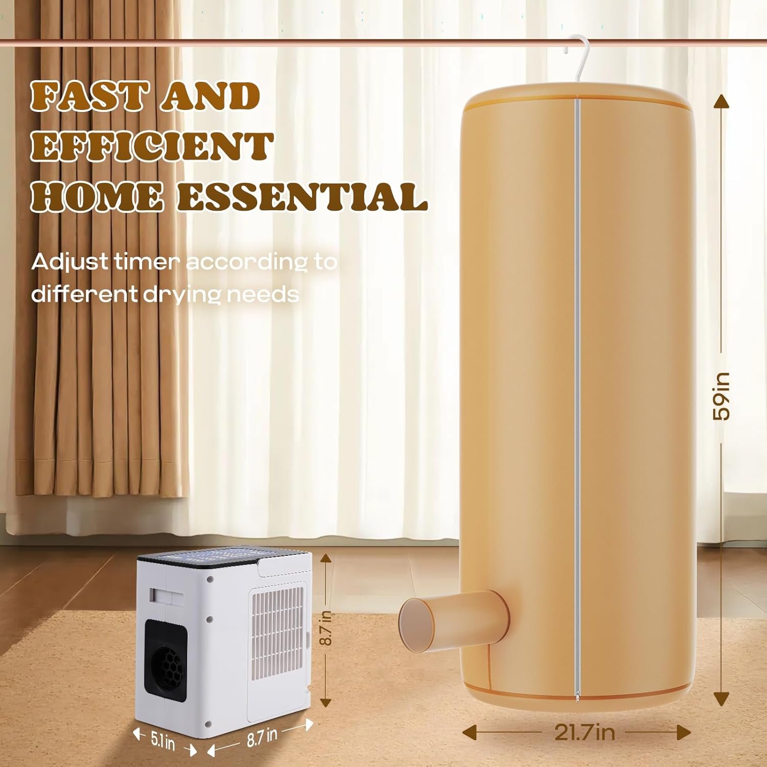 Moongiantgo Portable Clothes Dryer, 4-in-1 Electric Drying Machine with Timer for Clothes Shoes Pets Drying Blanket Warming, Compact for Apartments Home Dorms Travel RVs (White) - Image 6