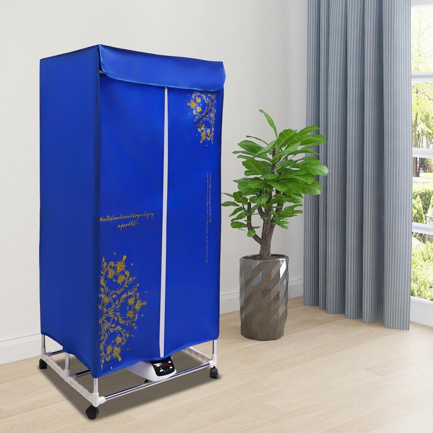 Clothes Dryer, 1200-1500W Power Electric Clothes Dryer Machine with Timer, 2-Tier Laundry Drying Wardrobe with 4pcs Wheels, Foldable Clothes Drying Rack and Dryer for Travel, Apartments, RV, Home - Image 3