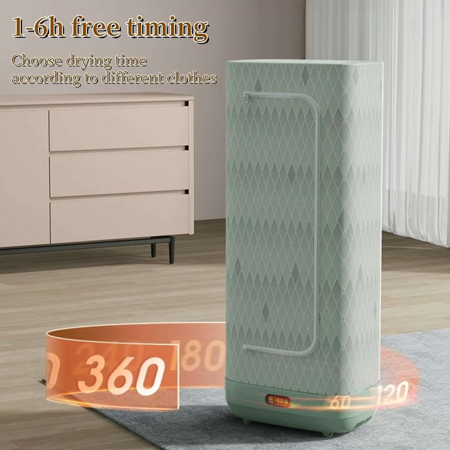 Portable Clothes Dryer,Portable Dryers For Laundry,Portable Dryer For Clothes,Portable Laundry Dryer,with Timer,Foldable,Portable Compact Laundry Clothes Dryer Electric Dryer/Rack for Home green - Image 4
