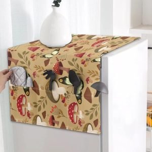 ZFRXIGN Butterfly Mushroom Fridge Top Cover Dustproof Boho Machine Protector Decorative Kitchen Refrigerator Appliance Cover with Side Storage Pockets