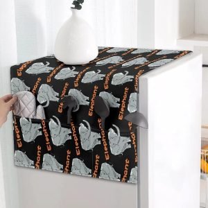 ZFRXIGN Trendy Elephant Fridge Cover Dustproof Top Cover Linen Refrigerator Cover Kitchen Appliance Protector Decorative Dust proof Cover with Side Storage Pockets