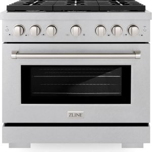 ZLINE 36 in. 5.2 cu. ft. Paramount Gas Range with Convection Gas Oven in DuraSnow Stainless Steel with 6 Brass Burners (SGRS-BR-36)