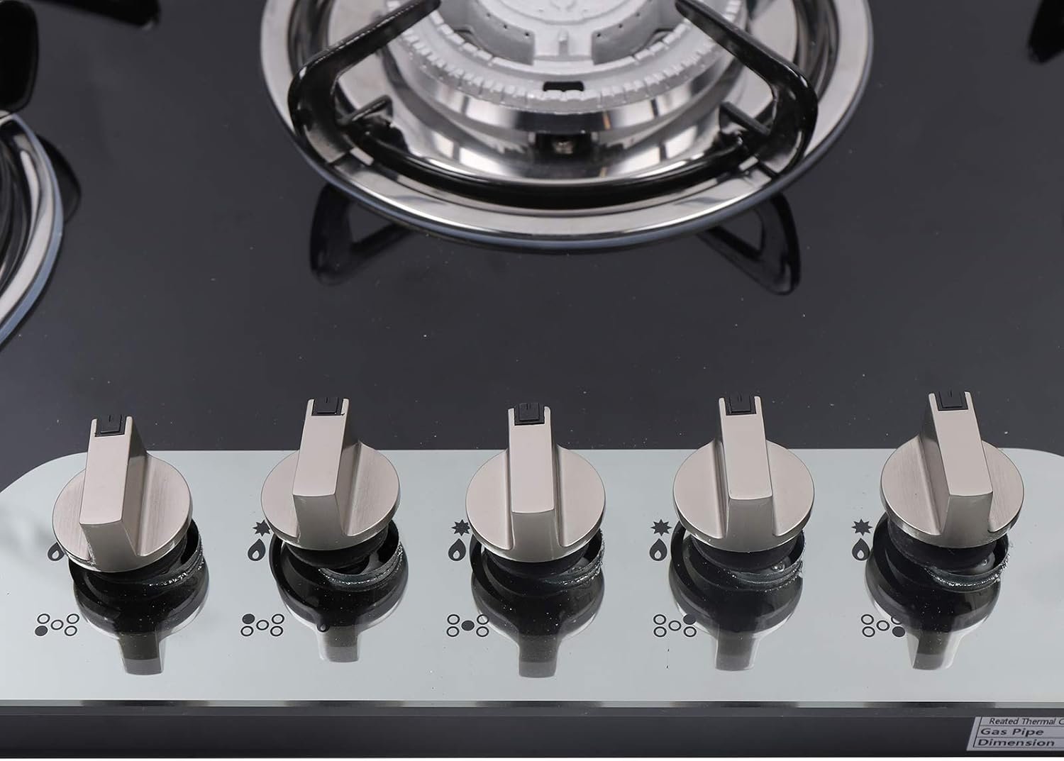 Gas Cooktop 30 Inch Gas Stove Cooktop Stove Burner Tempered Glass Built in 5 Burners Gas Hob Grate Stovetop LPG/NG Convertible (Style 1) - Image 6