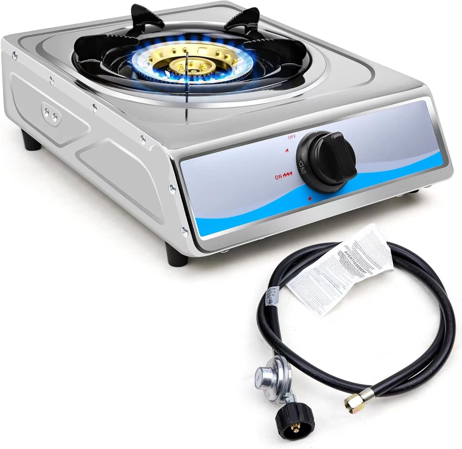 Propane Gas Cooktop,Single Burner Gas Stove Stainless Steel Portable Gas Stove,Auto Ignition Camping Single Burner LPGfor RV, Apartments, Outdoor