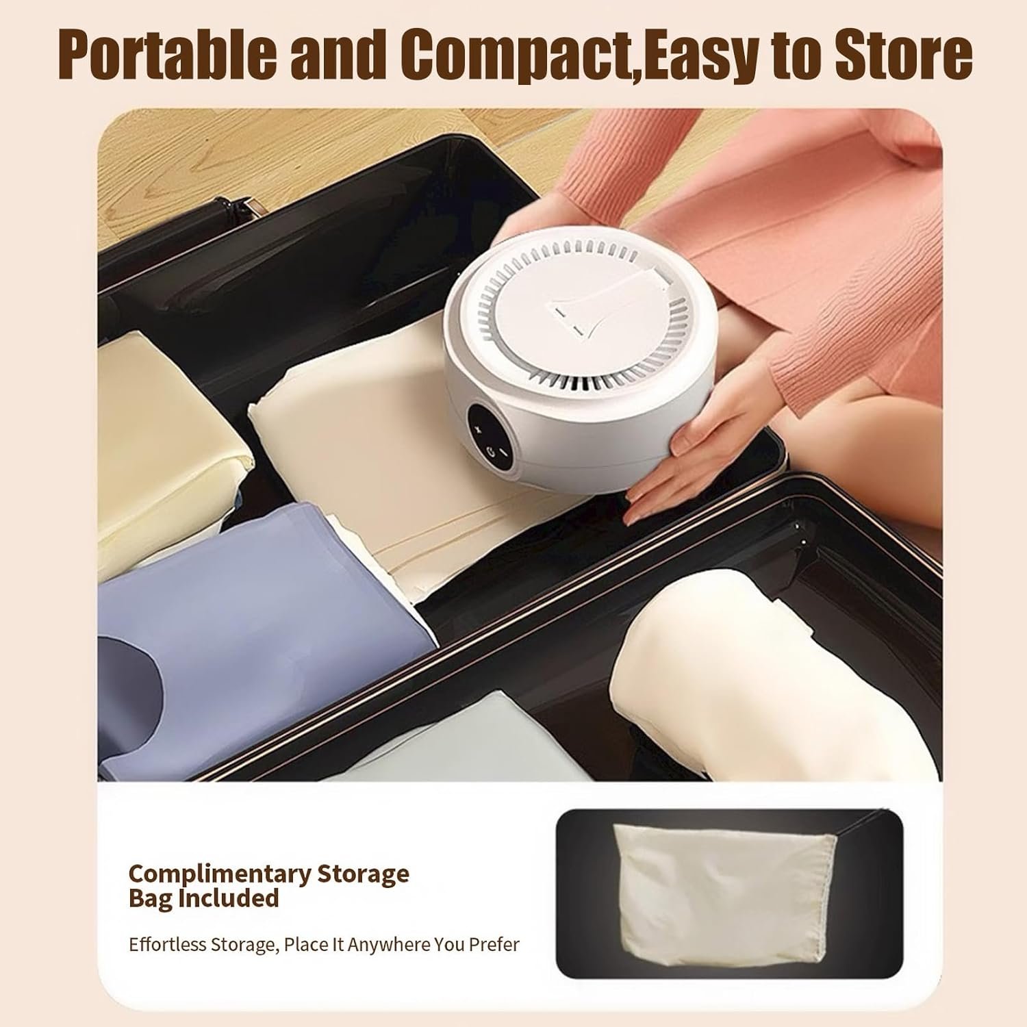 Portable Clothes Dryer, Small Compact Foldable Electric Drying Machine with Dry Bag for Travel,RV, Home,Apartment (wizi01) - Image 5