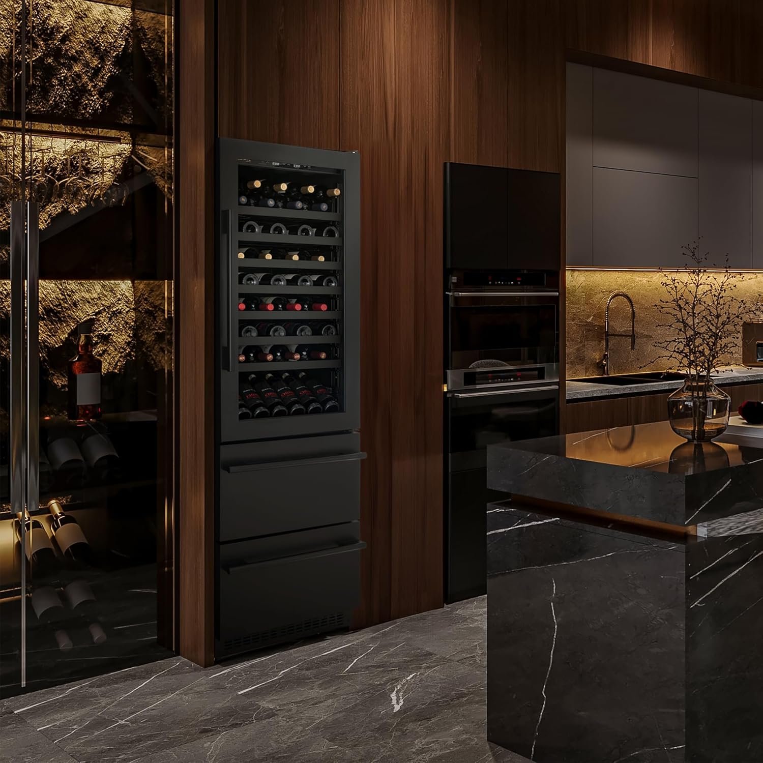 ESTATE 24" 108 Bottle Dual Zone Wine Fridge and Beverage Center Refrigerator Drawer Cabinets with 175 Can Capacity, Premium Built in Wine Cooler in Black Stainless Steel and Full Extension Shelves - Image 6