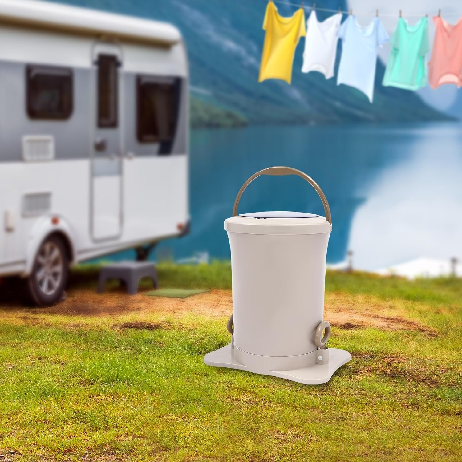 12L/3.17Gal Manual Clothes Dryer Non Electric Laundry Dryer Portable Mini Washing Machine Compact Washer Dehydrator for RV Camping School Apartment Dorm - Image 2