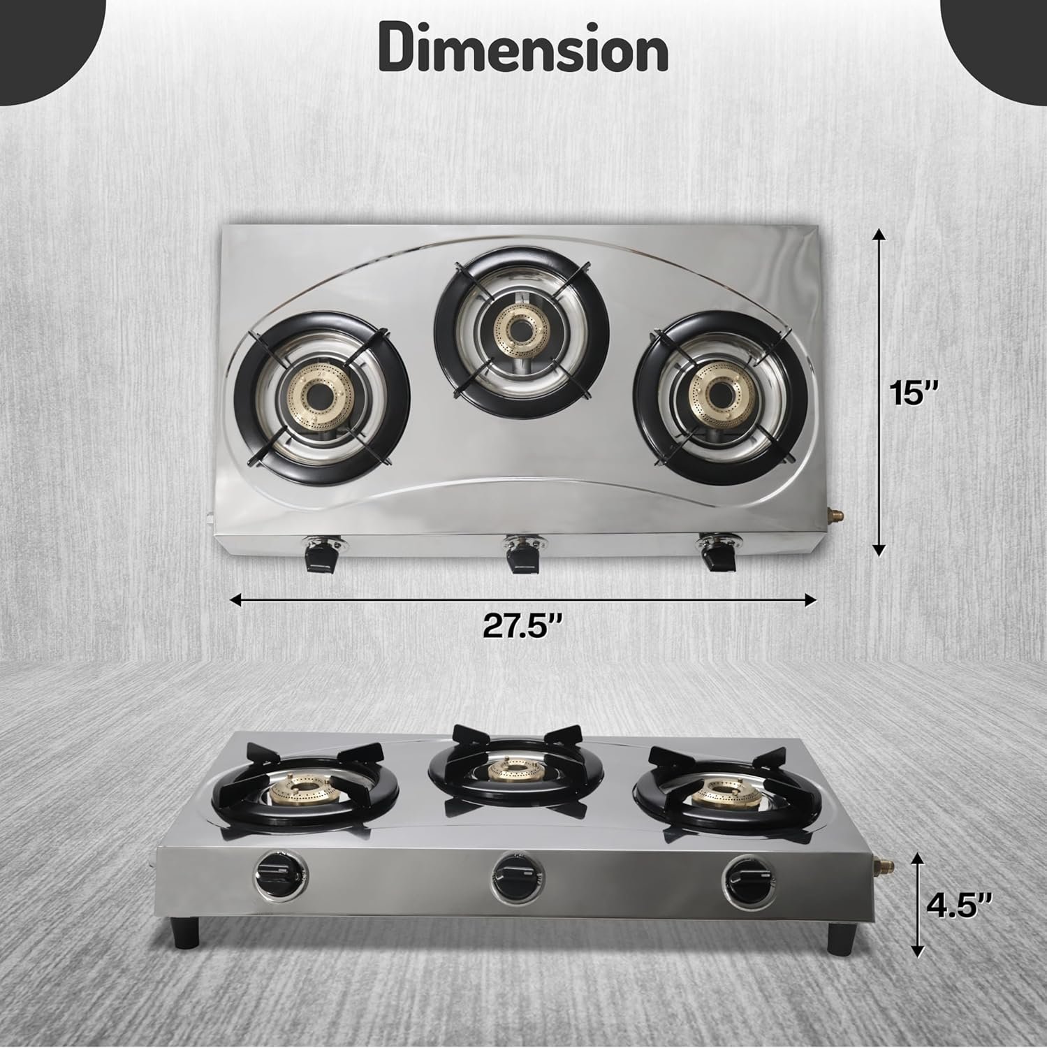 3 Burner Propane Stove -Stainless Steel RV Cooktop Camping Stove - Portable Propane Stove Gas Burners For Cooking Outdoor Grilling Kitchen-With Hose & Regulator Gas Burners for Cooking Indoor…… - Image 2