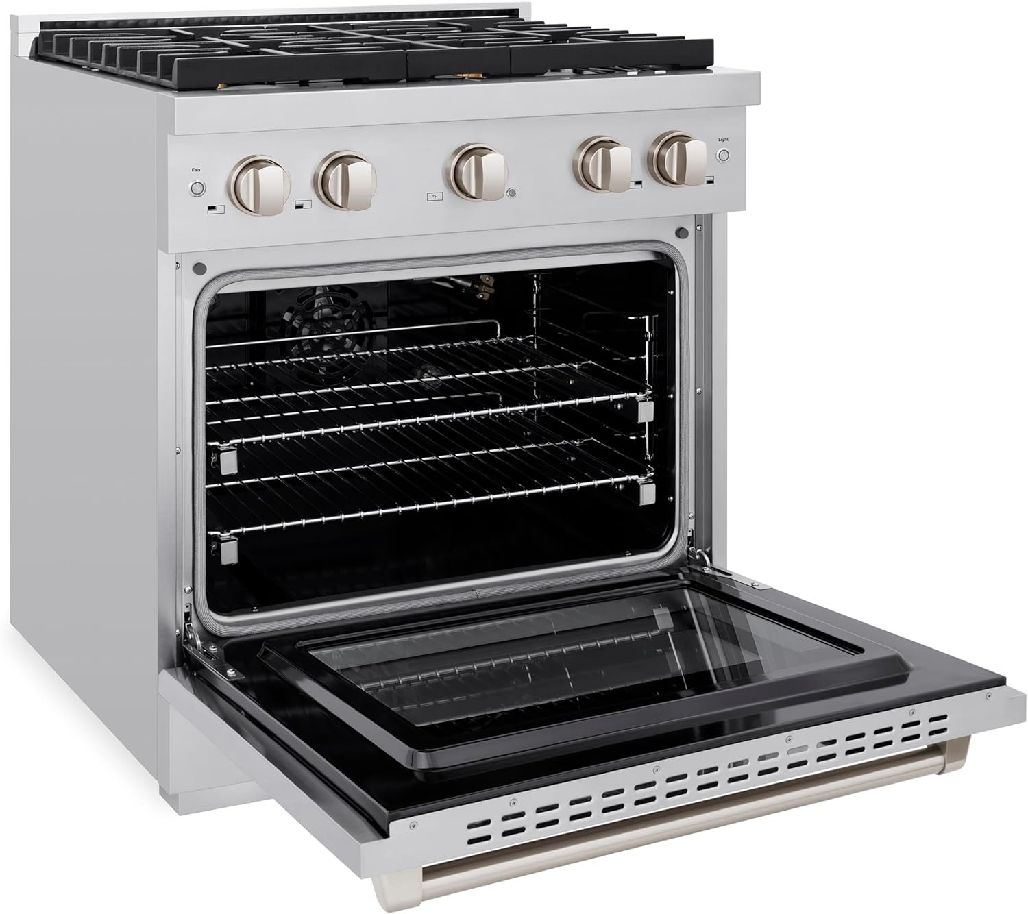 ZLINE 30 in. 4.2 cu. ft. Paramount Gas Range with Convection Gas Oven in Stainless Steel with 4 Brass Burners (SGR-BR-30) - Image 4