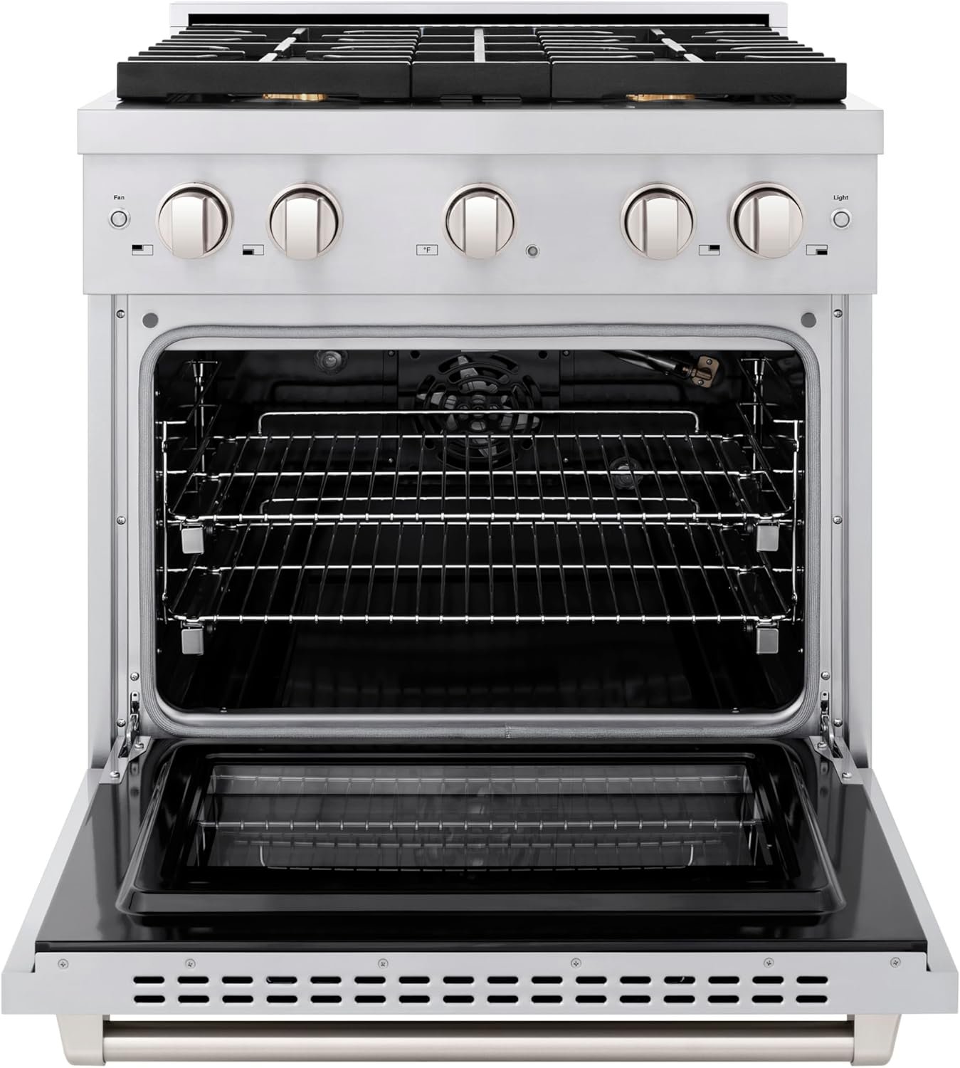 ZLINE 30 in. 4.2 cu. ft. Paramount Gas Range with Convection Gas Oven in Stainless Steel with 4 Brass Burners (SGR-BR-30) - Image 2