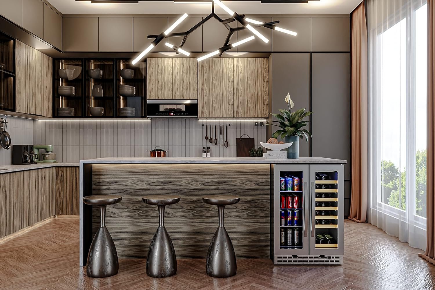 KoolMore 24 Inch Dual Zone Wine Cooler and Beverage Refrigerator with Cool Temperature Control, LED Touch Display, and Adjustable Shelves, Holds up to 21-Bottles and 60-Cans (KM-CWB1830-SS),Silver - Image 7